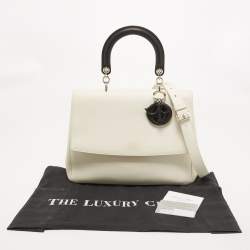 Dior White/Black Leather Large Be Dior Flap Top Handle Bag