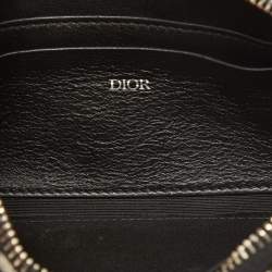 Dior Black Oblique Canvas and Leather Zip Wristlet Pouch