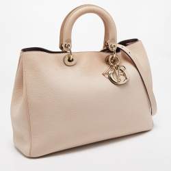 Pre Owned Dior Beige Leather Large Diorissimo Shopper Tote