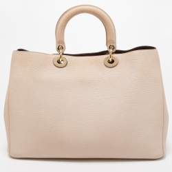 Pre Owned Dior Beige Leather Large Diorissimo Shopper Tote