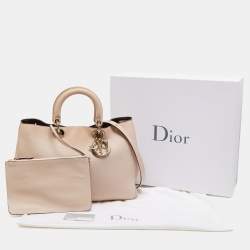 Pre Owned Dior Beige Leather Large Diorissimo Shopper Tote