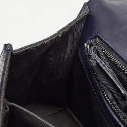 Pre Owned Dior Navy Blue Crackle Patent Leather Medium Diorama Shoulder Bag