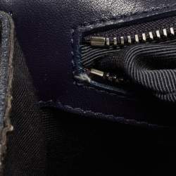 Pre Owned Dior Navy Blue Crackle Patent Leather Medium Diorama Shoulder Bag