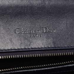 Pre Owned Dior Navy Blue Crackle Patent Leather Medium Diorama Shoulder Bag
