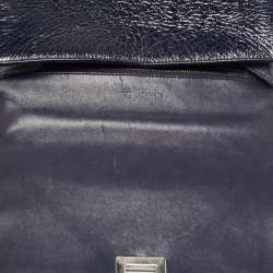 Pre Owned Dior Navy Blue Crackle Patent Leather Medium Diorama Shoulder Bag