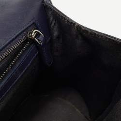 Pre Owned Dior Navy Blue Crackle Patent Leather Medium Diorama Shoulder Bag