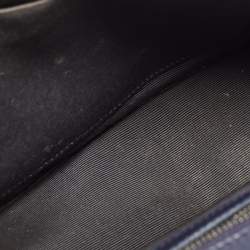 Pre Owned Dior Navy Blue Crackle Patent Leather Medium Diorama Shoulder Bag