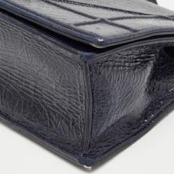 Pre Owned Dior Navy Blue Crackle Patent Leather Medium Diorama Shoulder Bag