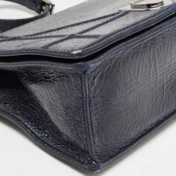 Pre Owned Dior Navy Blue Crackle Patent Leather Medium Diorama Shoulder Bag