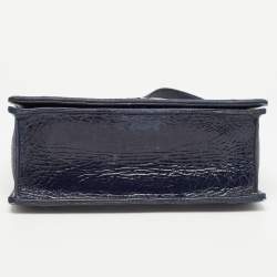 Pre Owned Dior Navy Blue Crackle Patent Leather Medium Diorama Shoulder Bag