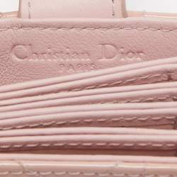 Pre Owned Dior Pink Cannage Patent Leather Lady Dior 5 Gusset Card Holder