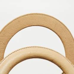 Pre Owned Dior Beige Ostrich Large Lady Dior Tote