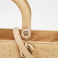 Pre Owned Dior Beige Ostrich Large Lady Dior Tote