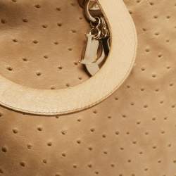 Pre Owned Dior Beige Ostrich Large Lady Dior Tote