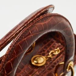 Dior Brown Crocodile Large Lady Dior Tote