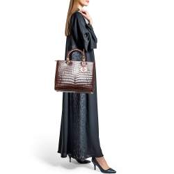 Dior Brown Crocodile Large Lady Dior Tote