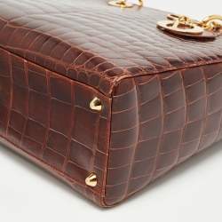 Dior Brown Crocodile Large Lady Dior Tote