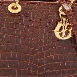 Dior Brown Crocodile Large Lady Dior Tote