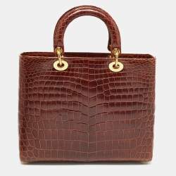 Dior Brown Crocodile Large Lady Dior Tote