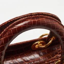 Dior Brown Crocodile Large Lady Dior Tote