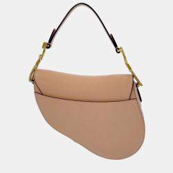 Pre Owned Dior Pink Leather Mini Saddle Bag