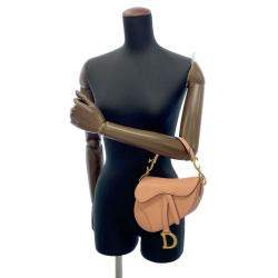 Pre Owned Dior Pink Leather Mini Saddle Bag