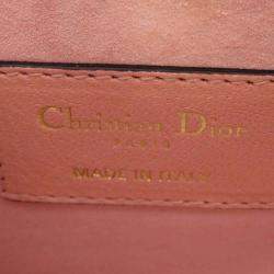 Pre Owned Dior Pink Leather Mini Saddle Bag