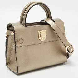 Pre Owned Dior Gold Leather Mini Diorever Top Handle Bag