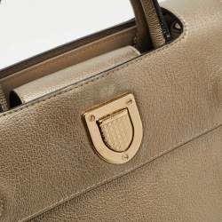 Pre Owned Dior Gold Leather Mini Diorever Top Handle Bag