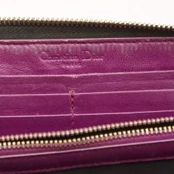 Pre Owned Dior Black Cannage Patent Leather Lady Dior Continental Wallet