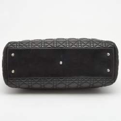 Pre Owned Dior Black Cannage Leather Large Soft lady Dior Tote