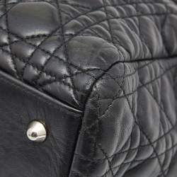 Pre Owned Dior Black Cannage Leather Large Soft lady Dior Tote