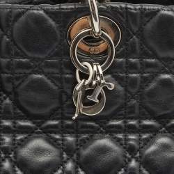 Pre Owned Dior Black Cannage Leather Large Soft lady Dior Tote