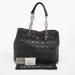 Pre Owned Dior Black Cannage Leather Large Soft lady Dior Tote