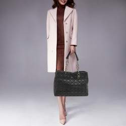 Pre Owned Dior Black Cannage Leather Large Soft lady Dior Tote