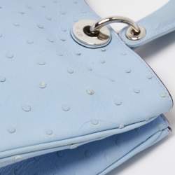 Pre Owned Dior Light Blue Ostrich Large Lady Dior Tote