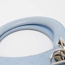 Pre Owned Dior Light Blue Ostrich Large Lady Dior Tote