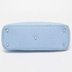 Pre Owned Dior Light Blue Ostrich Large Lady Dior Tote