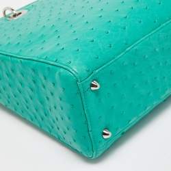 Pre Owned Dior Green Ostrich Large Lady Dior Tote
