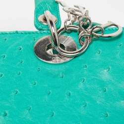Pre Owned Dior Green Ostrich Large Lady Dior Tote