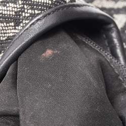 Pre Owned Dior Black Oblique Canvas  and Leather Saddle Bag