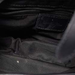 Pre Owned Dior Black Oblique Canvas  and Leather Saddle Bag