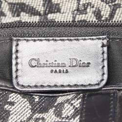 Pre Owned Dior Black Oblique Canvas  and Leather Saddle Bag