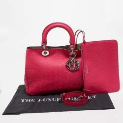Pre Owned Dior Magenta Ostrich Medium Diorissimo Tote