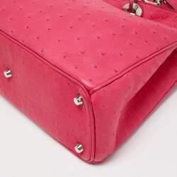 Pre Owned Dior Magenta Ostrich Medium Diorissimo Tote