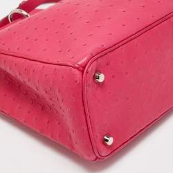 Pre Owned Dior Magenta Ostrich Medium Diorissimo Tote