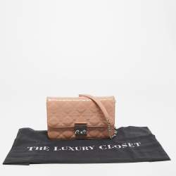 Pre Owned Dior Pink Cannage Quilted Patent Leather Miss Dior Medium Promenade Pouch