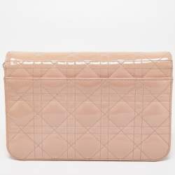 Pre Owned Dior Pink Cannage Quilted Patent Leather Miss Dior Medium Promenade Pouch