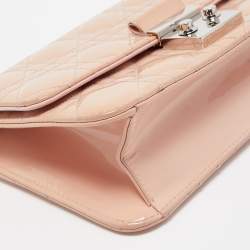 Pre Owned Dior Pink Cannage Quilted Patent Leather Miss Dior Medium Promenade Pouch