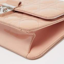 Pre Owned Dior Pink Cannage Quilted Patent Leather Miss Dior Medium Promenade Pouch